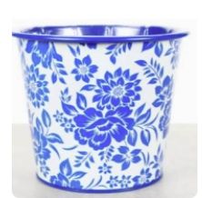 Delft Blue Design Metal Pot For Plants