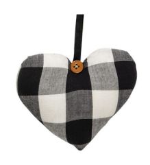 Black &amp; White Buffalo Check Heart Ornament
