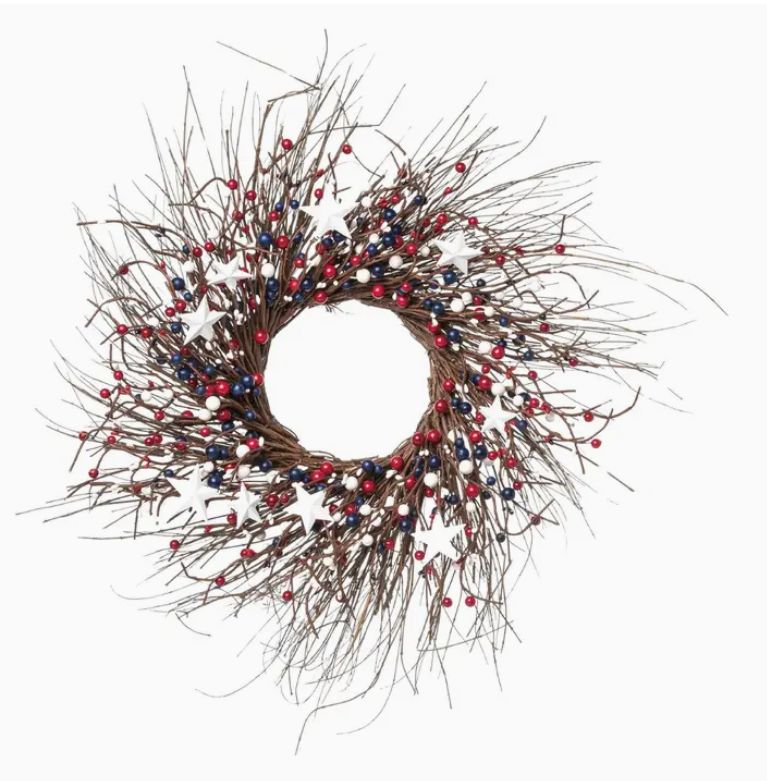 Patriotic Americana Twigs &amp; Stars Wreath