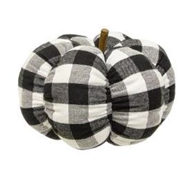 Black &amp; White Plaid Stuffed Pumpkin, 4"