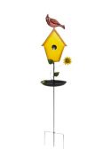 Birdbath w/birdhouse Sign &amp; Cardinal Stake