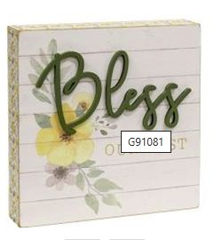 Bless Our Nest Pattern Side Box Sign