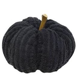 Black Chenille Stuffed Pumpkin 5.75"