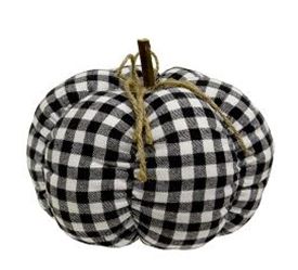 Black &amp; White Plaid Stuffed Felt Pumpkin, 8"