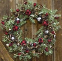 Buffalo Gingham Country Holiday Wreath, 17"