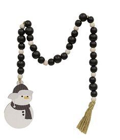 Black &amp; White Bead Garland w/Snowman