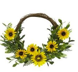 Black-Eyed Susan, Pip, &amp; Greens Twig Half Wreath