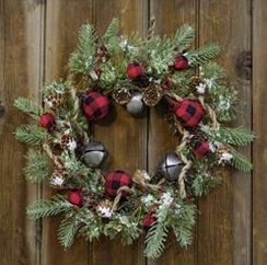 Buffalo Gingham Country Holiday Wreath, 12"