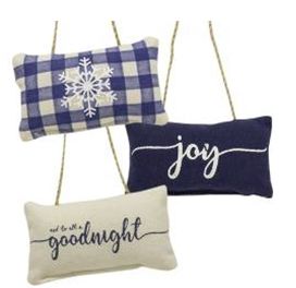 3/Set, Blue Winter Pillow Ornaments