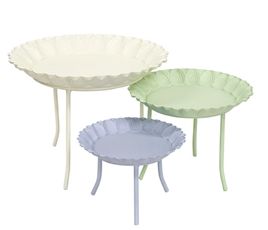 3/Set - Pastel Metal Standing Candle Trays