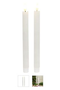 2/Set - White Wax Timer Tapers - 10"H