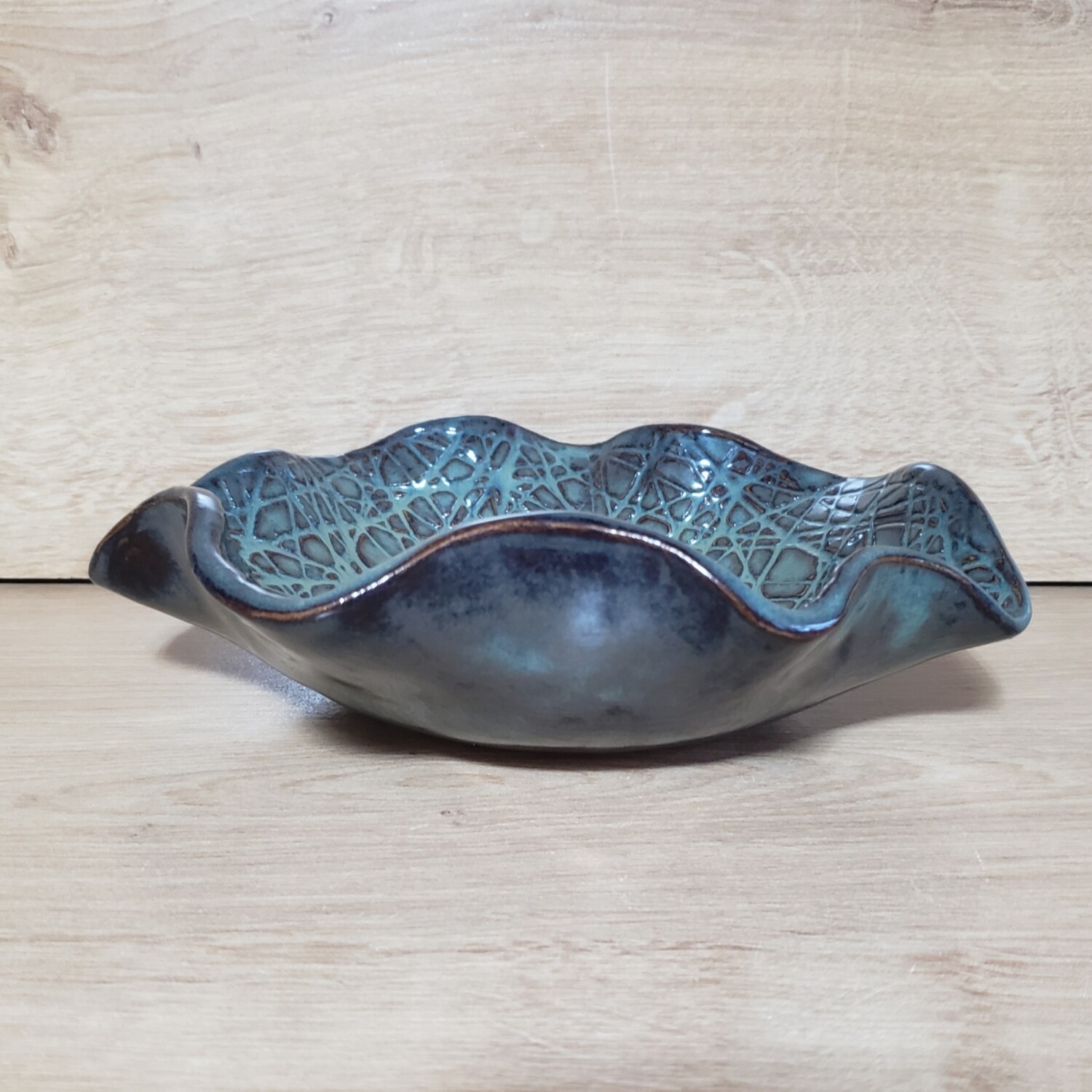 Stoned Denim Textured Print Serving Dish