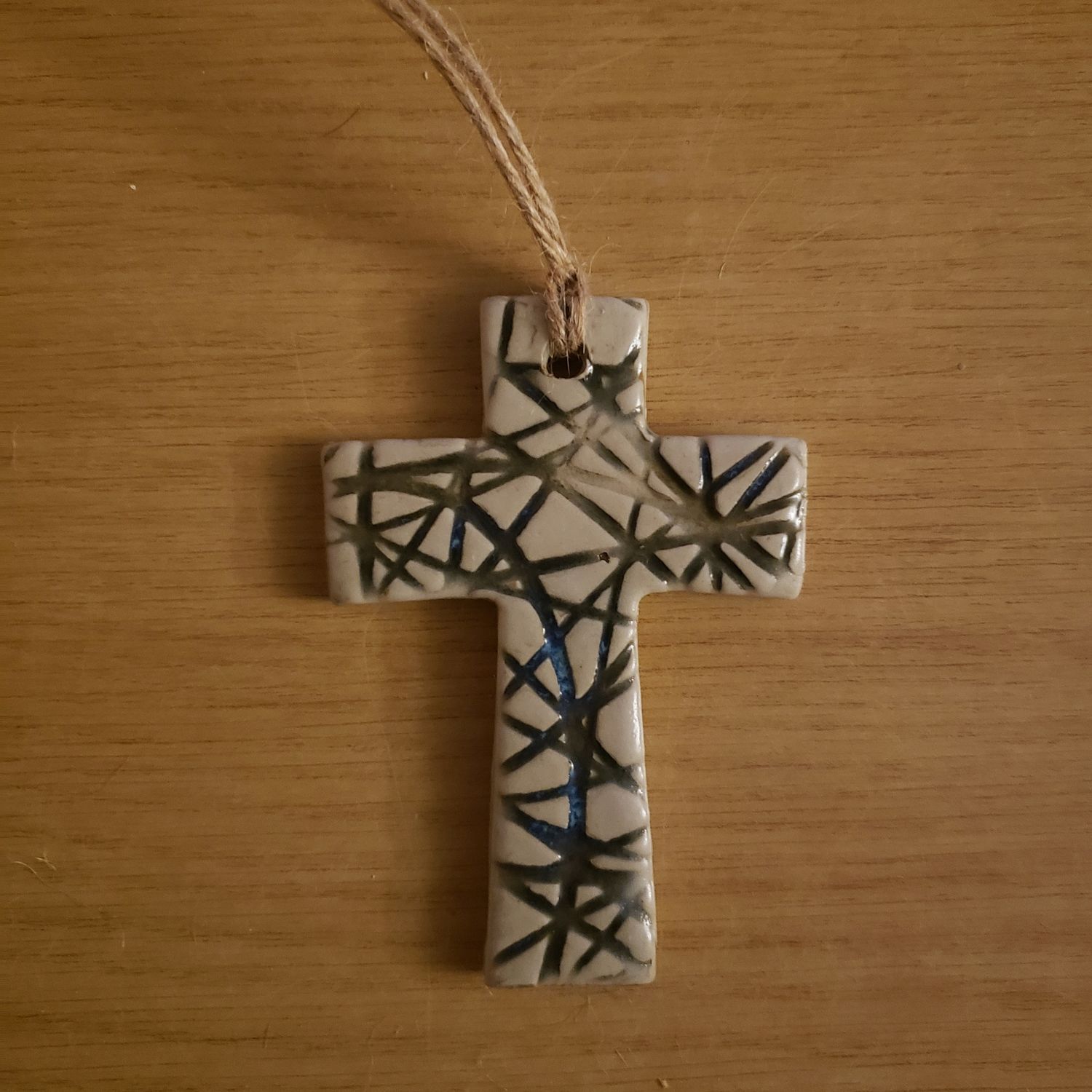 Textured Cross Hanging Decoration 