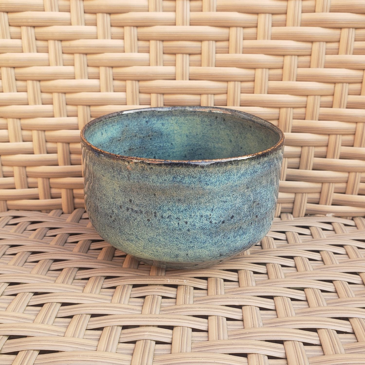 Black Slip with Textured Turquoise Little Bowl