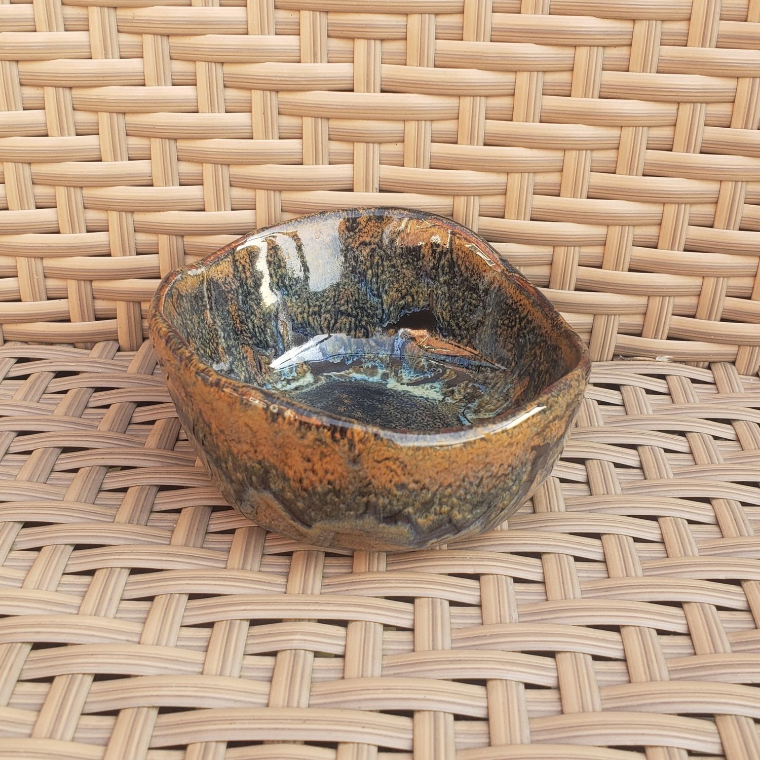 River Rock and Textured Turquoise Little Bowl