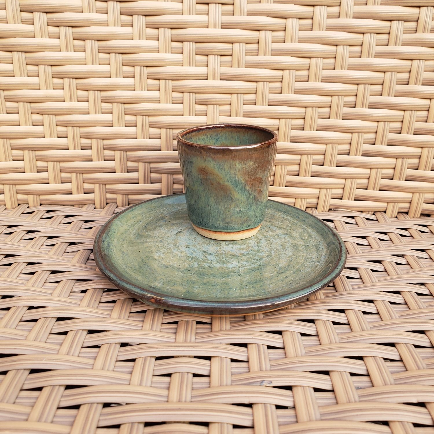 Stoned Denim Communion Cup and Plate