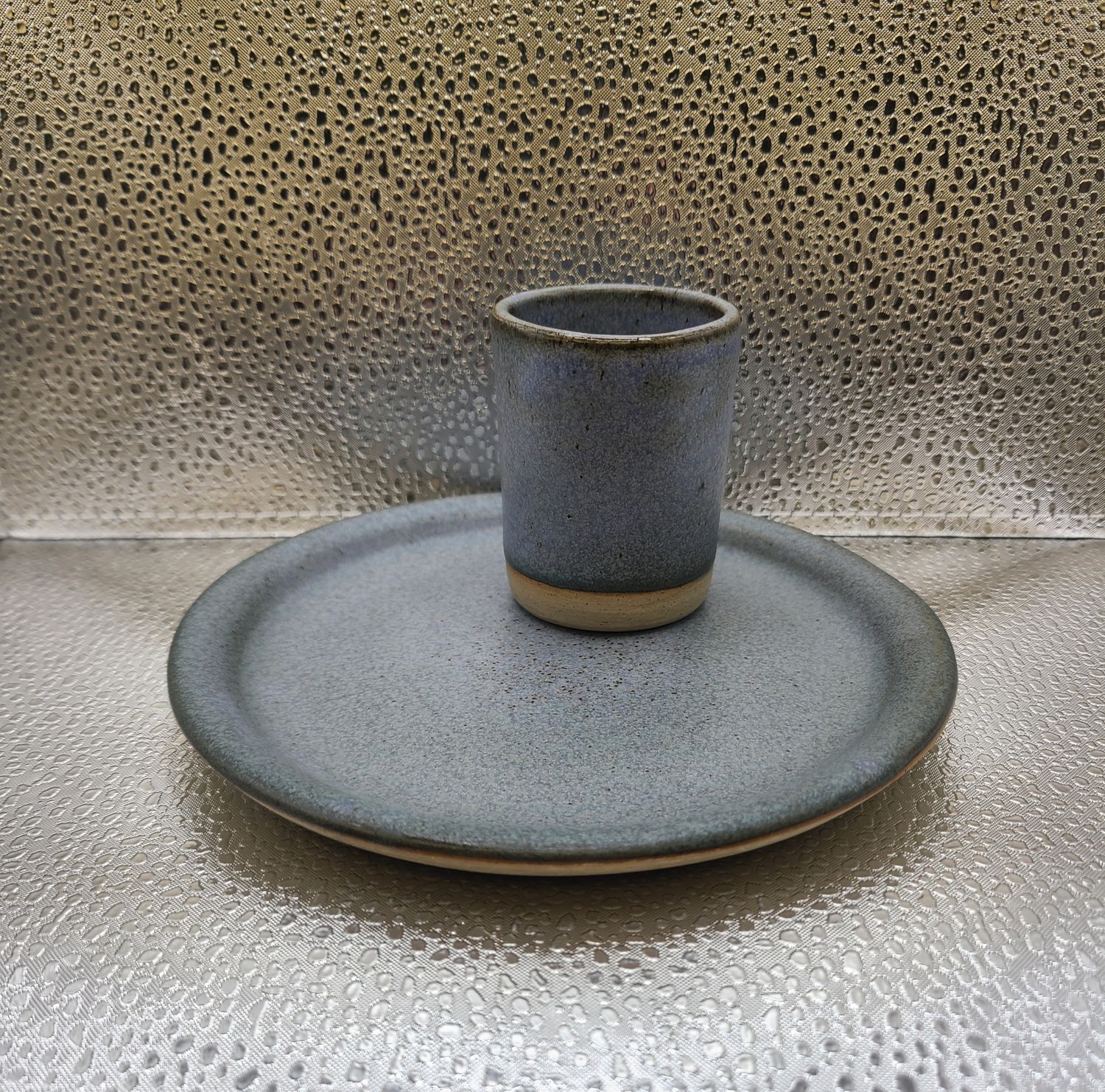 Frost Blue Communion Cup and Plate