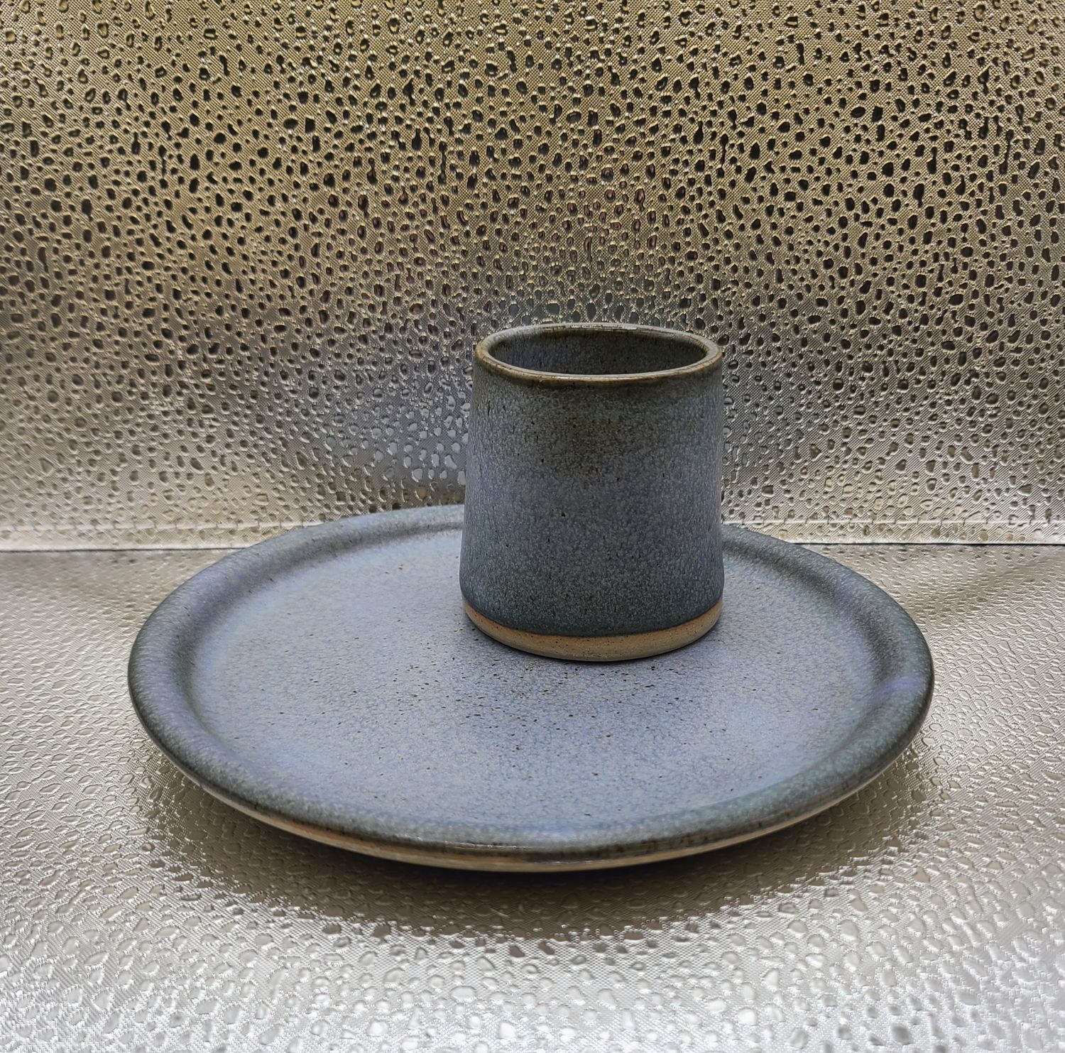 Frost Blue Communion Cup and Plate 1