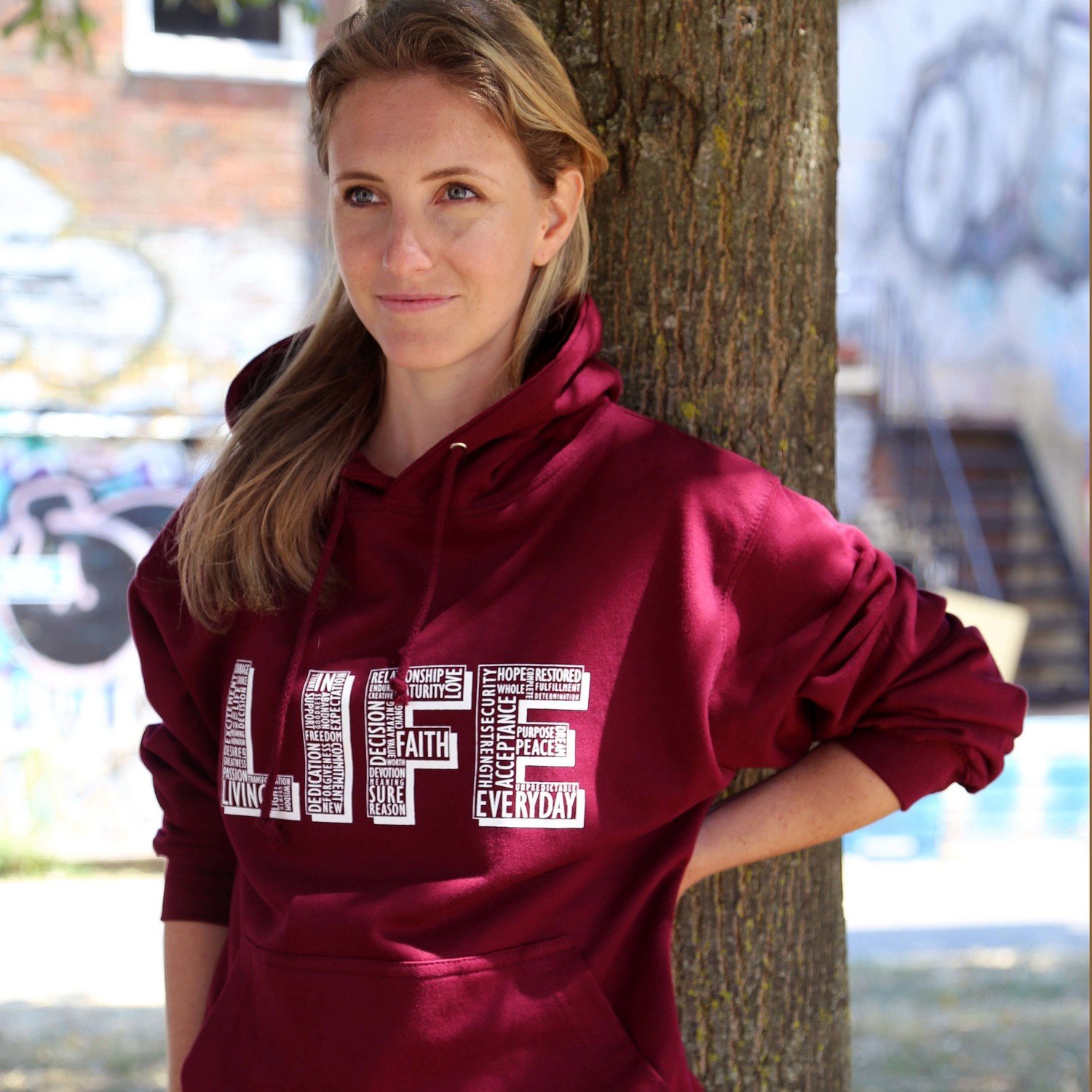 LIFE Hoodie Burgundy Unisex