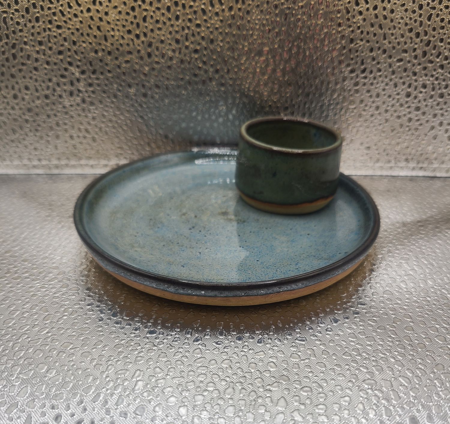 Stoned Denim Small Communion Cup and Plate