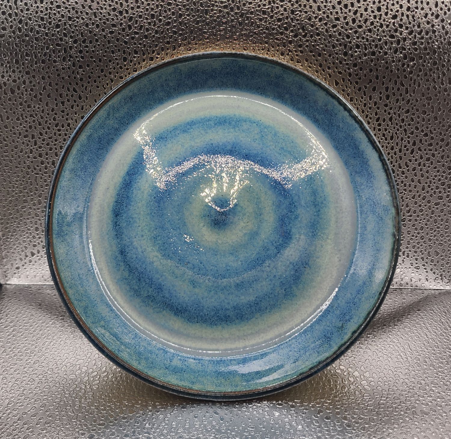 Indigo Float and Textured Turquoise Shallow Dish