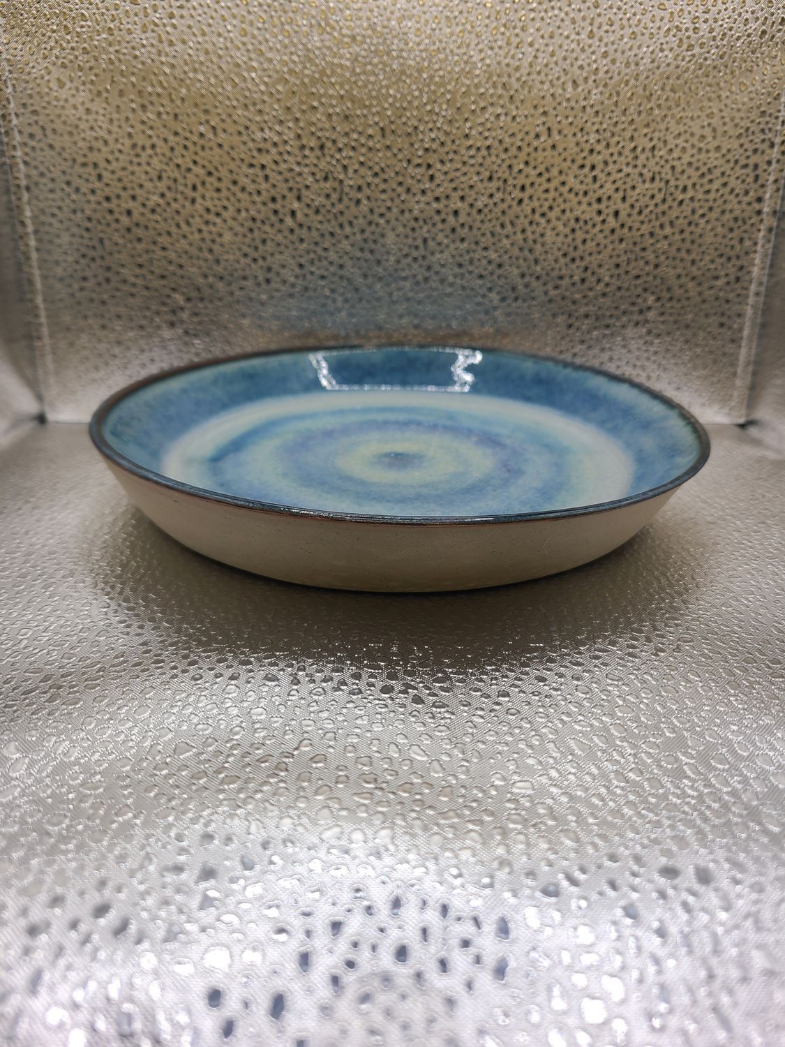 Indigo Float and Textured Turquoise Shallow Dish