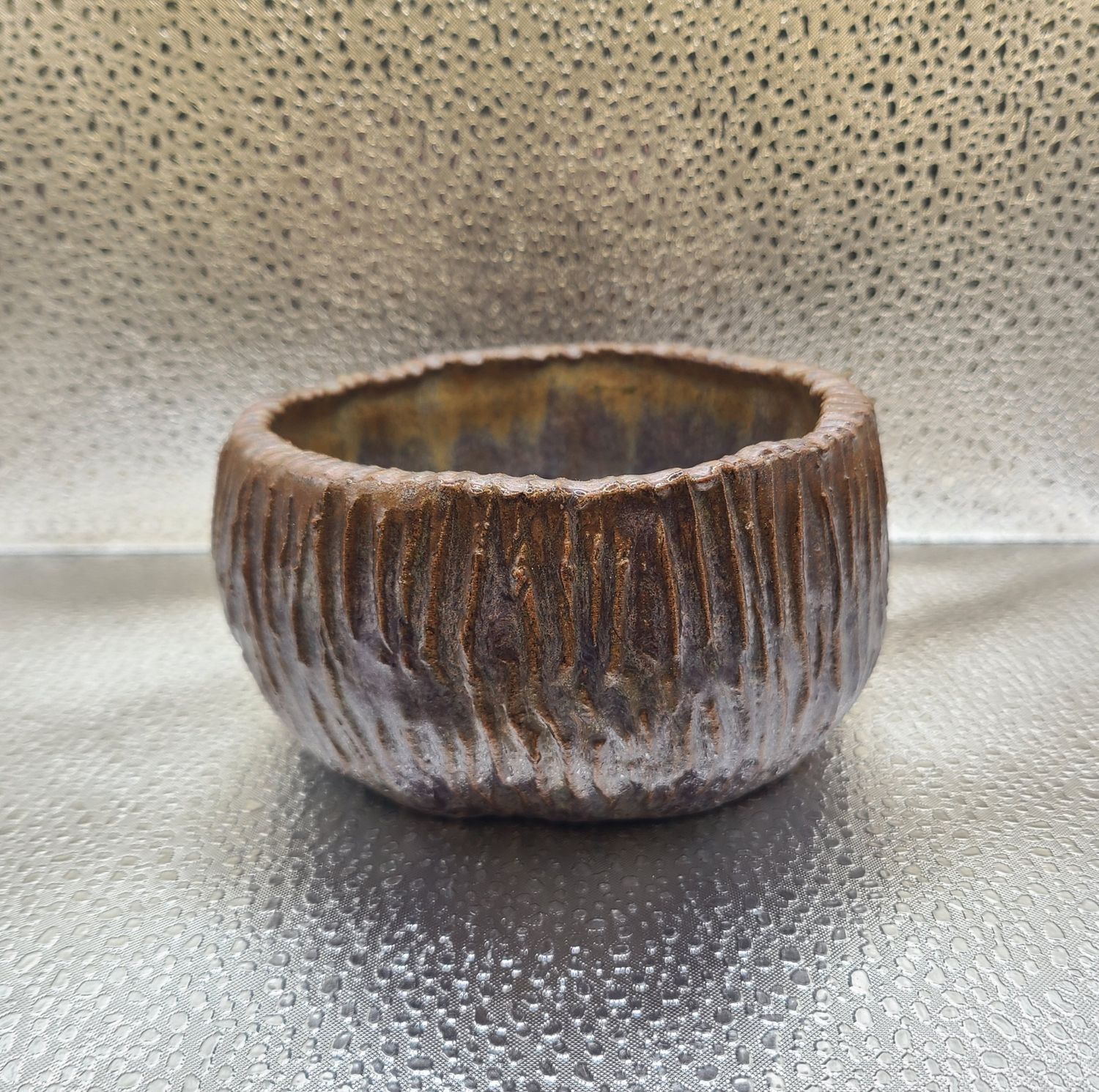 Iron Lustre and Smokey Merlot textured little bowl
