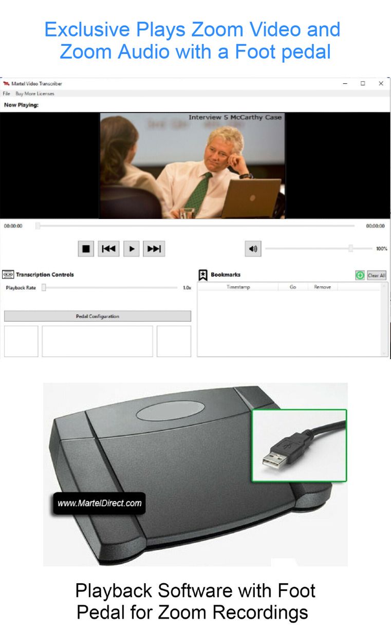Zoom Video Transcriber w/ Foot Pedal