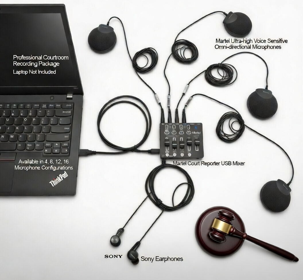 Court Reporter 4-Microphone Mixer System