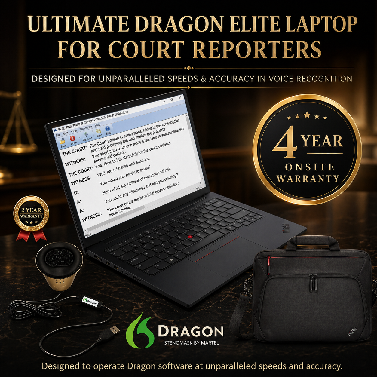 Dragon Elite Court Reporter Laptop 64GB