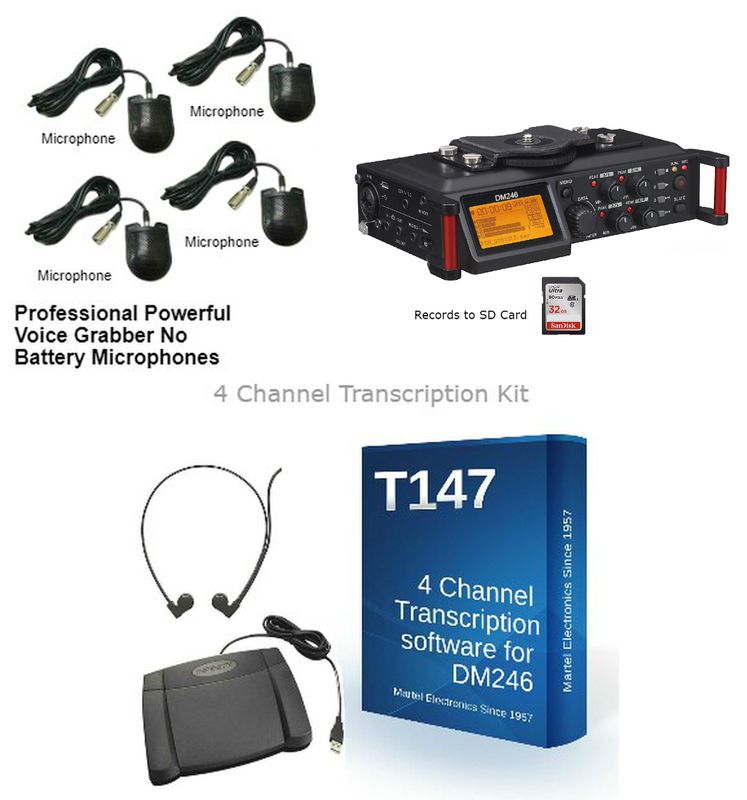 Martel DM246 Four Omni-Directional Microphone &amp; Transcription Package
