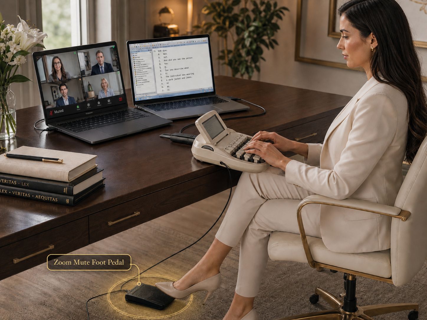 Zoom  Mute &amp; Unmute Foot Pedal for Court Reporters