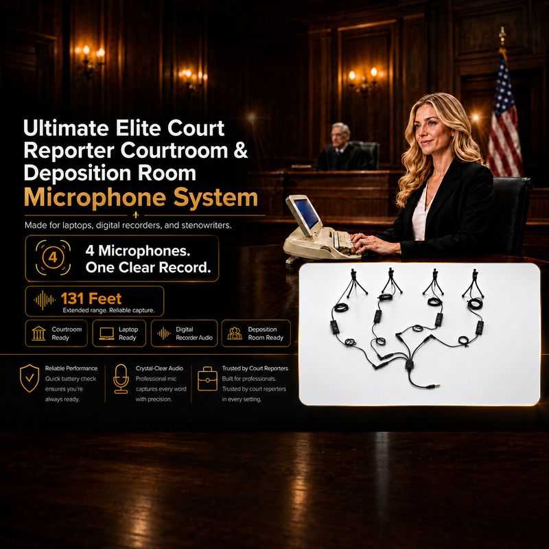 Ultimate Elite Court Reporter Courtroom &amp; Deposition Room Microphone System