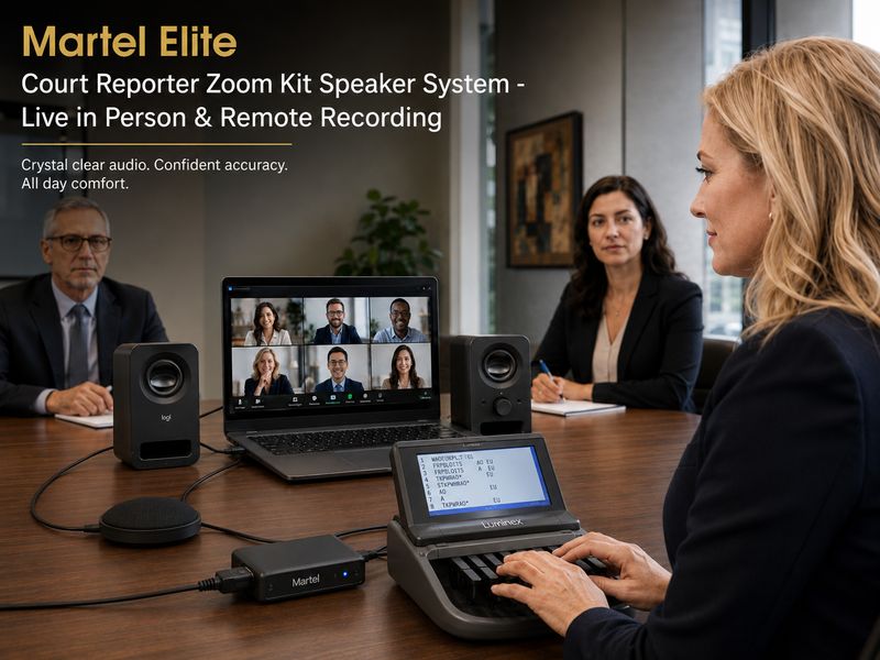 Elite Court Reporter Zoom Kit Speaker System - Live in Person &amp; Remote Recording