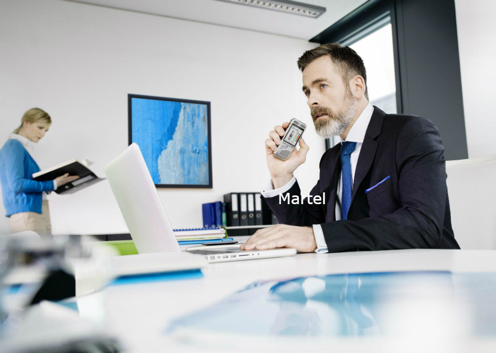 Office dictation with a handheld recorder, from Martel's product gallery
