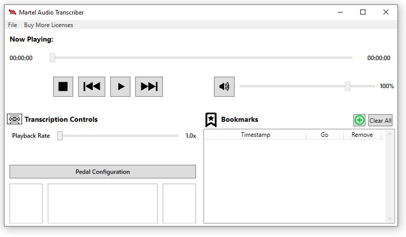 Martel audio transcription software playback interface
