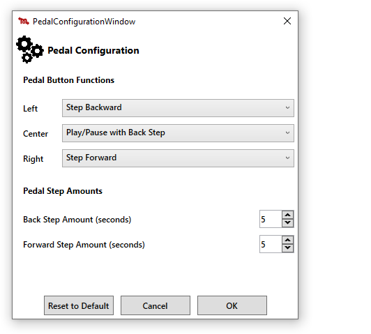 Martel Audio Transcriber customizable USB foot pedal control settings