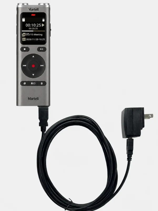 Court Deposition Recorder with AC Adapter Power