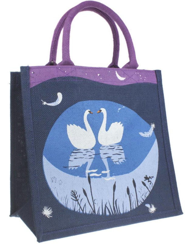 Jute Shopping Bag - Swans