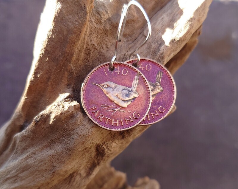 Painted Wren Farthing Earrings