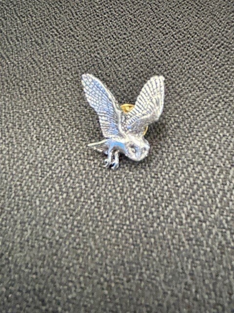 Pewter Pin Badge - Flying Owl