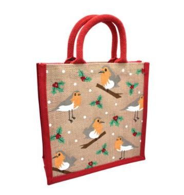 Christmas Jute Bag - Robin