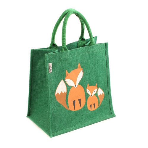 Jute Shopping Bag - Foxes