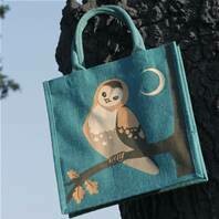 Jute Shopping Bag - Barn Owl with Moon