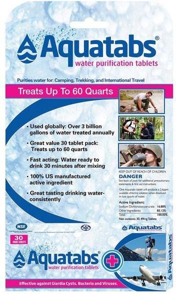 Aquatabs Water Purification Tablets - 30 Count