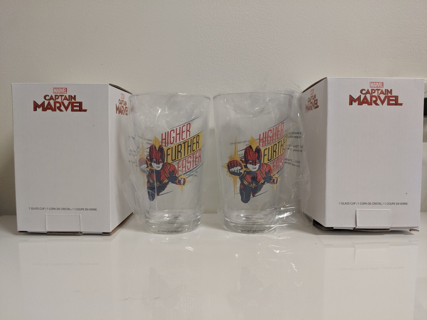 Captain Marvel pint glass cup set of 2