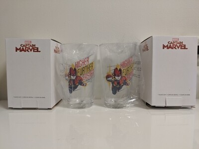 Captain Marvel pint glass cup set of 2