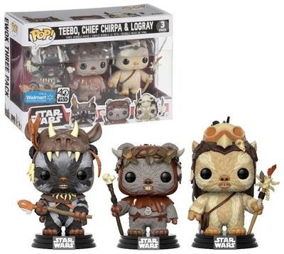 Star Wars - Teebo, Chief Chirpa, Logray US Exclusive Pop! 3-Pack Walmart exclusive stickers