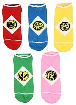 5 pairs of power Ranger Socks- ankle socks