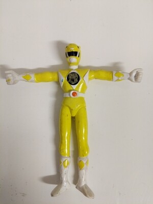 Mighty Morphin Power Rangers rubber bendable figure : Yellow Ranger